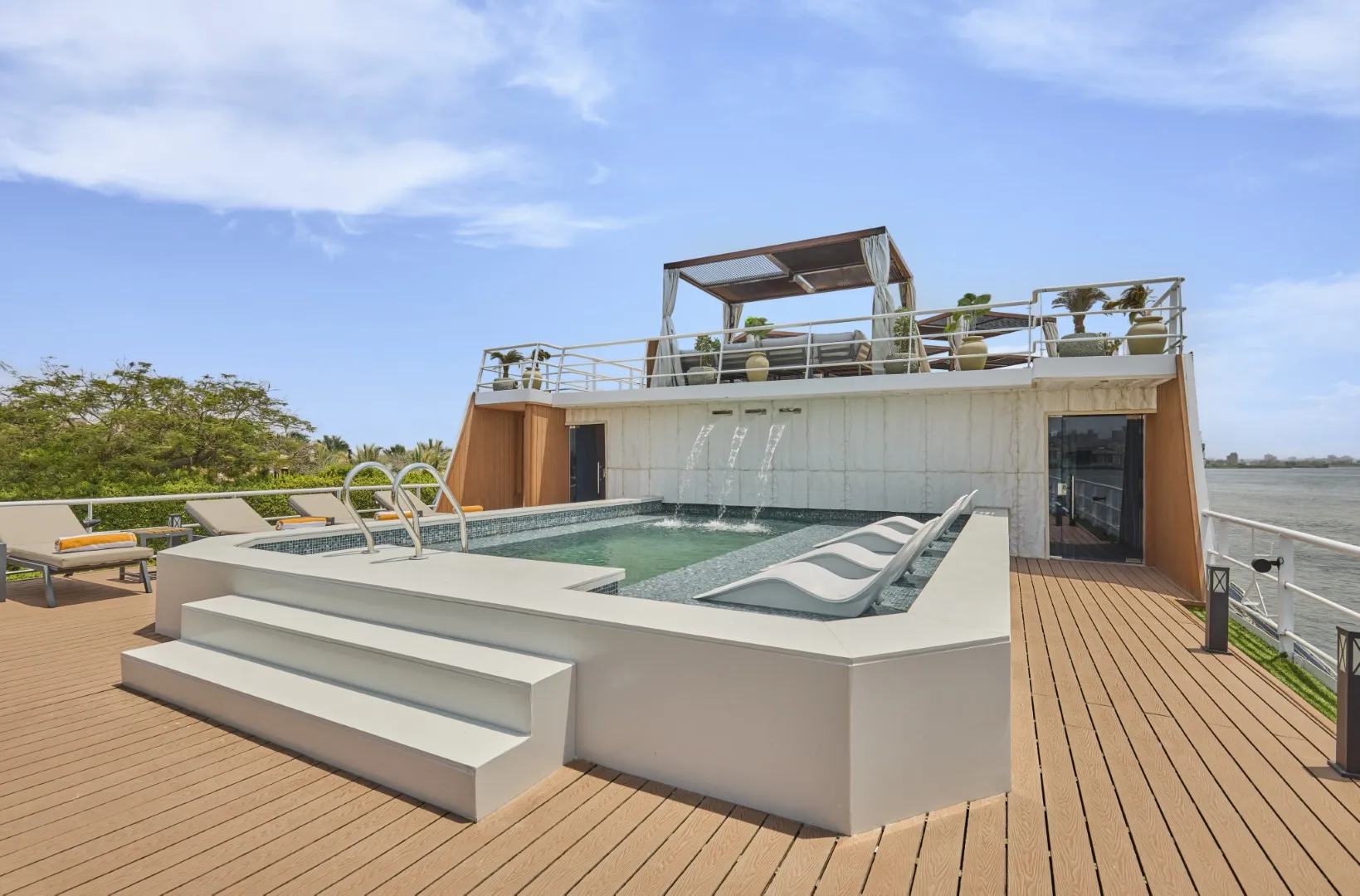 Sun deck of the Cleopatra Luxury Cruise & Spa Nile cruise